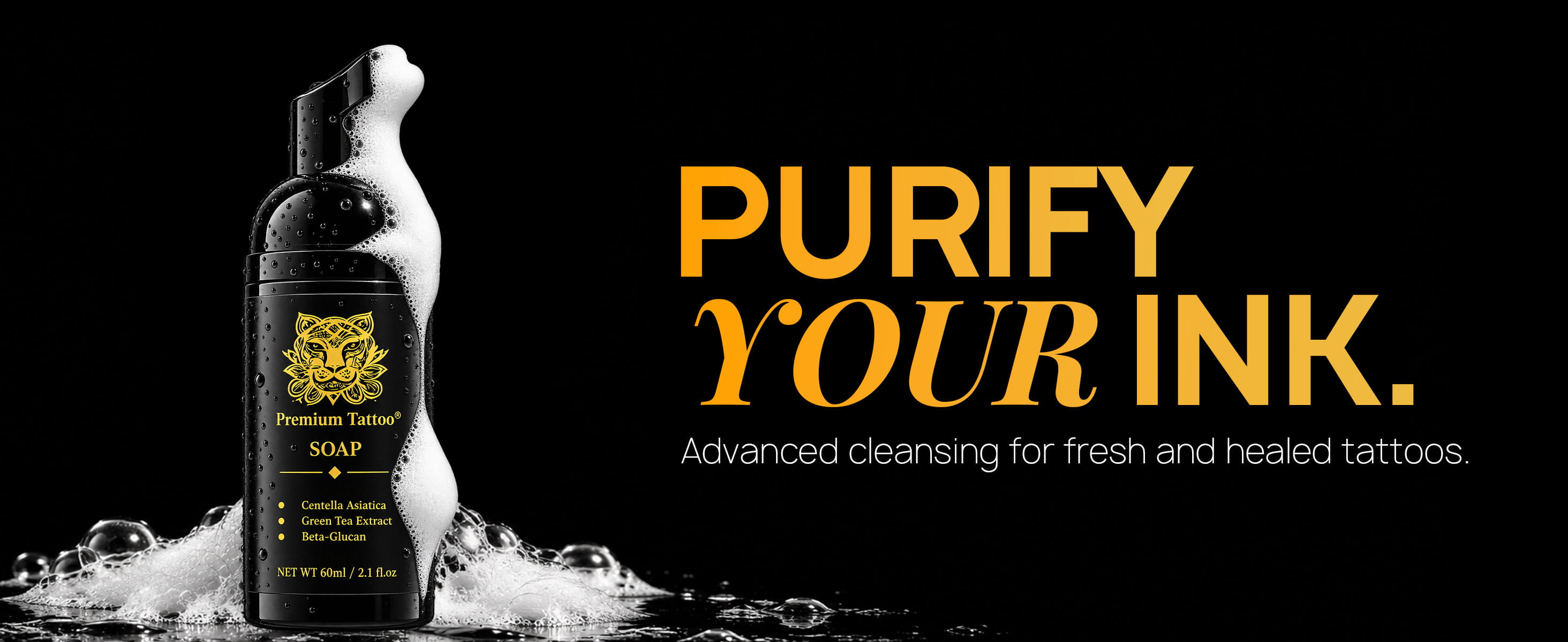 Premium Tattoo Soap A+ Content product hero and Purify Your Ink module